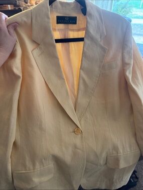 Vintage Embassy Row Pastel Yellow 100% Linen Blazer Jacket